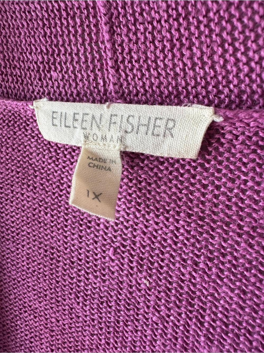 Eileen Fisher Open-Front Linen Knit Cardigan in Vibrant Magenta - Picture 3 of 11